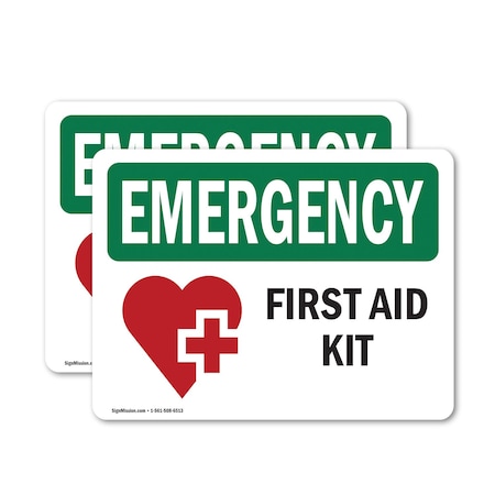Signmission First Aid Kit With Symbol, 24 in W x Rectangle, Vinyl Decal OS-2PACK-EM-D-1824-L-10377